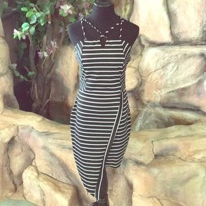 Asymmetrical striped dress
